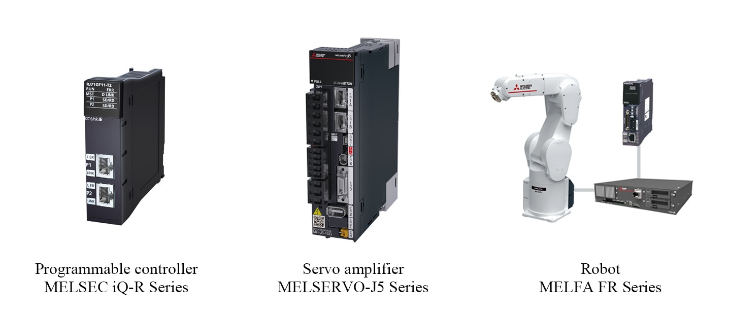 Programmierbare Steuerung der MELSEC iQ-R-Serie/Servoverstärker der MELSERVO-J5-Serie/Roboter der MELFA FR-Serie